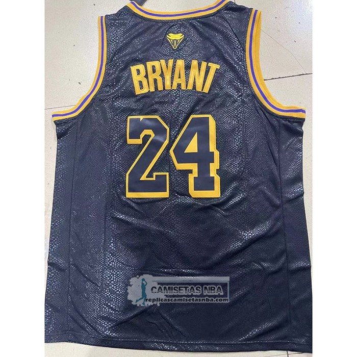 Camiseta Los Angeles Lakers Kobe Bryant NO 8 24 Black Mamba Snakeskin Negro
